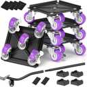 Heavy Duty Furniture Movers with Wheels, Carbon Steel Furniture Moving Dollies Wheels Casters Rollers, Lift and Wheel Combo Furniture Movers, Furniture Sliders Lifter, Max Load 2000 LB (5.3 x 5.3 IN) (Large), Purpl