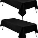 Hiasan 2 Pieces Black Tablecloth Rectangle - Waterproof and Wrinklr Resistant Washable Polyester Fabric Table Cloth for Dining Room and Outdoor Use, 60 x 102 Inch