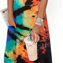 Zeagoo Womens Maxi Summer Dress with Pockets Casual Short Sleeve Sundress Trendy 2025 Curve Hem Long Dresss (Medium, Black-printed-01)