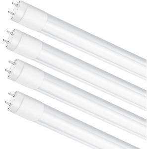 LightingWill LED T8 3FT Light Tube, Natural White 4000K, Dual-End Powered Ballast Bypass, 1600Lumens 15W (32W Fluorescent Equivalent), Frosted Cover, AC85-265V Lighting Tube Fixtures, 4 Pack