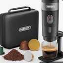 HIBREW H4A 3-in-1 Portable Coffee Maker for Car, Nes*/DG*/Ground Coffee Compatible, 12 Volt Espresso Machine for Pods, with Foldable Holder&Carrying