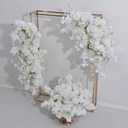 Artificial Cherry Blossom Rose Wedding Arch Flowers, Wedding Welcome Signs Floral Greenery Arrangements, Fake Flower Garland Green Leaves Rose for Home Decor Ceremony Backdrop Decor (Main flower)