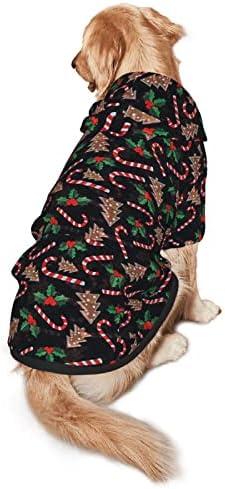 Christmas Tree Black Hoodie,Christmas Cosplay Dog Clothes with Pocket and Hat Winter Clothes Sweaters, Medium