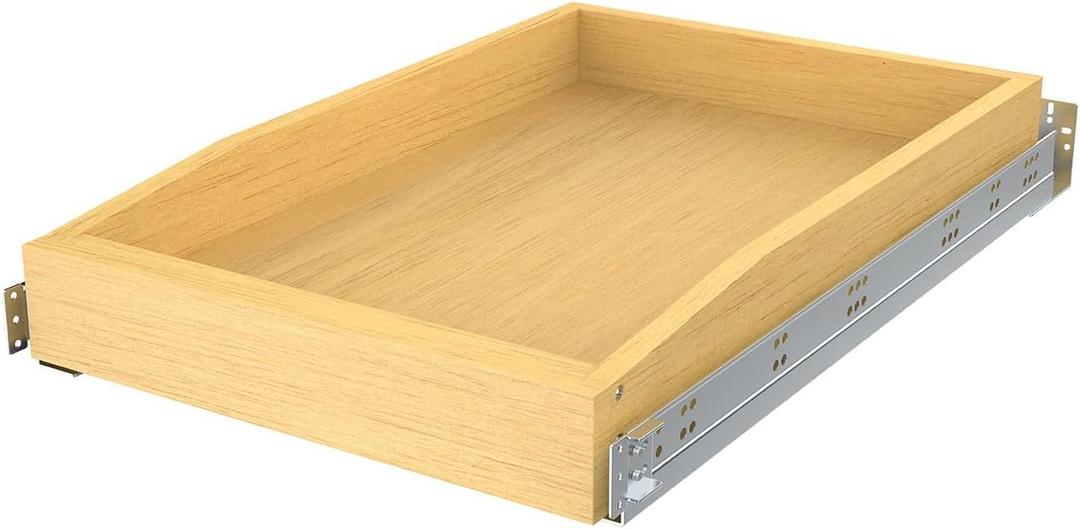 Wooden Pull out Cabinet Organizer 12" W x 21" D x 4.3" H, Heavy Duty Slide Out Drawers Pull-Out Home Organizers for Kitchen Cabinets