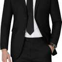 WEEN CHARM Men's Suits Slim Fit 2 Piece Two Button Blazer Wedding Prom Tuxedo Single Breasted Jacket Pants Set (42R/L, Black01)
