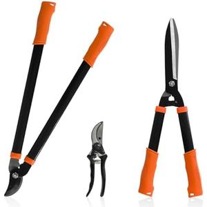 ECOOPTS 3PCS Garden Tool Set with Lopper, Hedge Shears and Bypass Pruner, Heavy Duty Tree & Shrub Care Kit, Tree Trimmer Gardening Tools for Indoor & Outdoor Gardening. Shears Not Included.