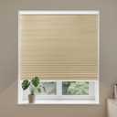 Allesin Cellular Shades Cordless Blackout Honeycomb Blinds for Indoor Windows, Thermal Insulated Window Shades Noise Reduction, Easy to Install, Perfect for Bedroom/Living Room, Beige 27" W x 64" H