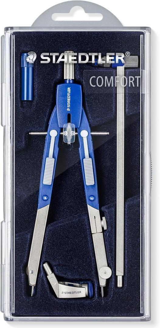 Staedtler Comfort 4 Pc Metal 6" Quick Setting Compass Set, 552 02