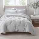 Serta Simply Clean Lightweight 7 Piece Pleated Bed in a Bag for All Season, King, Grey