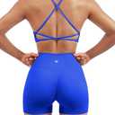 SUUKSESS Women Seamless Workout Sets Strappy Sports Bra High Waist Booty Shorts Outfits (6-8, #1 Royal Blue)