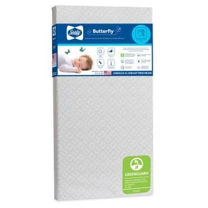 Sealy Baby Butterfly Crib Mattress plus Toddler Bed Fit, Premium American Foam, Washable Easy to Clean Zip Off Cover, GREENGUARD Gold Certified, Safety & Quality Tested, Made in USA, 52"X28"