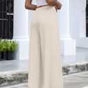 Anymeet Womens Soft Spring Pants Wide Leg Casual Drawstring High Waist Long (L)
