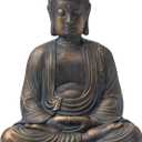 Glitzhome GH20384 22.75" Indoor Outdoor Sitting Meditating Buddha Zen Statue, 22.75 Inch Tall, Bronze