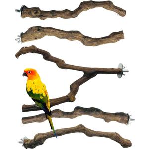 Allazone 5 PCS Natural Grape Stick Perch Swing Chewing Toys for Parrot Cages, Cockatiels, Parakeets, Finches - Bird Standing Stick