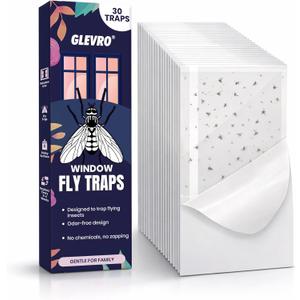 30-Pack Window Fly Traps for Indoor Use, Clear Sticky Strips for Windows, Transparent Fly Catcher for Home, Strong Adhesive Fly Trap for Houseflies and Ladybugs