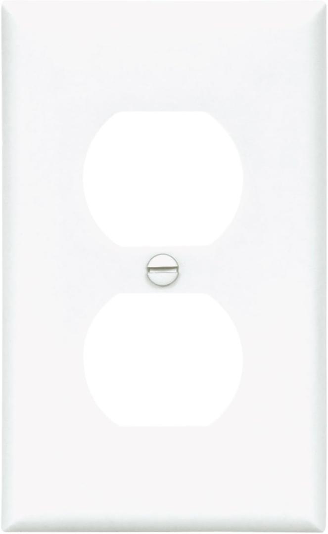 Cooper Wiring Devices 5132W-L Nylon 1-Gang Standard Size Duplex Receptacle Wall Plate, White
