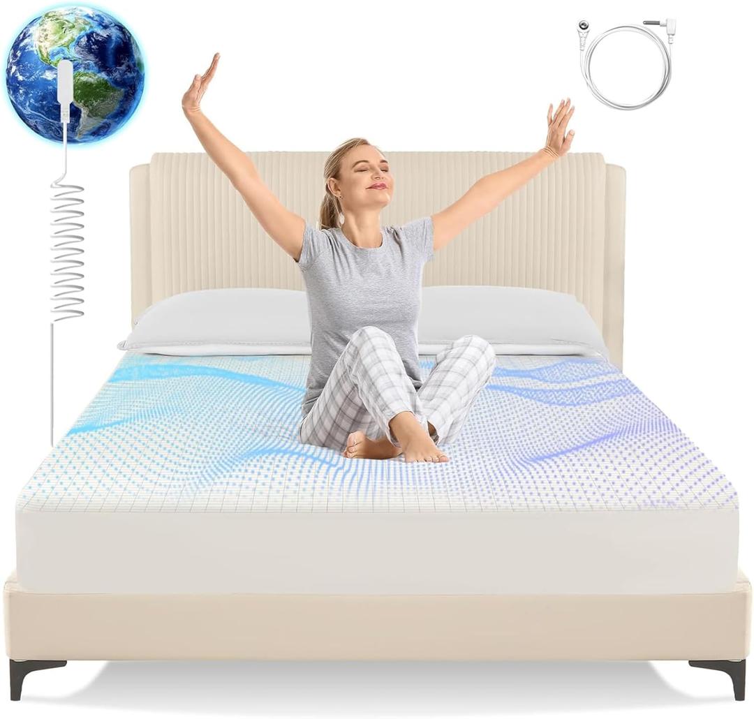 Grounding Sheets King Size,Earth Grounded Fitted Bed Sheet 10% Pure Silver Fiber + 90% Organic Cotton, Bed Grounding Kit with grounding Cord for Improved Sleep & Wellness(Beige,King - 80"x78"x15")