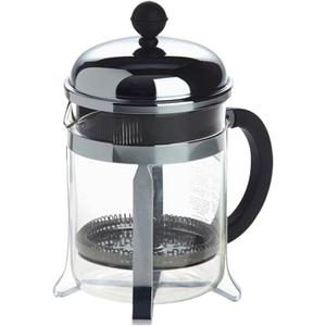 Bodum 17oz Chambord French Press Coffee Maker, High-Heat Borosilicate Glass, Polished Stainless Steel Made in Portugal