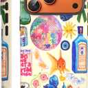 Compatible with iPhone 17 Pro Case 6.3, Cute Patterns Shockproof Protective Aesthetic Phone Case with Stylish Designs for Women Girl, Fish European Collage