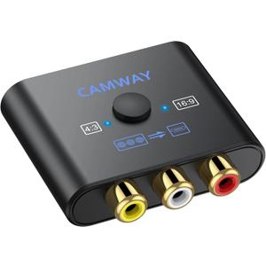 CAMWAY RCA to HDMI Converter - 1080P AV to HDMI Video Converter 16:9/4:3 Conversion Mini Composite CVBS Audio Video Adapter Supports PAL,NTSC for Wii,PS1,PS2,N64,X-Box,VHS, VCR, Blue-Ray DVD Players (7.48 Inch)
