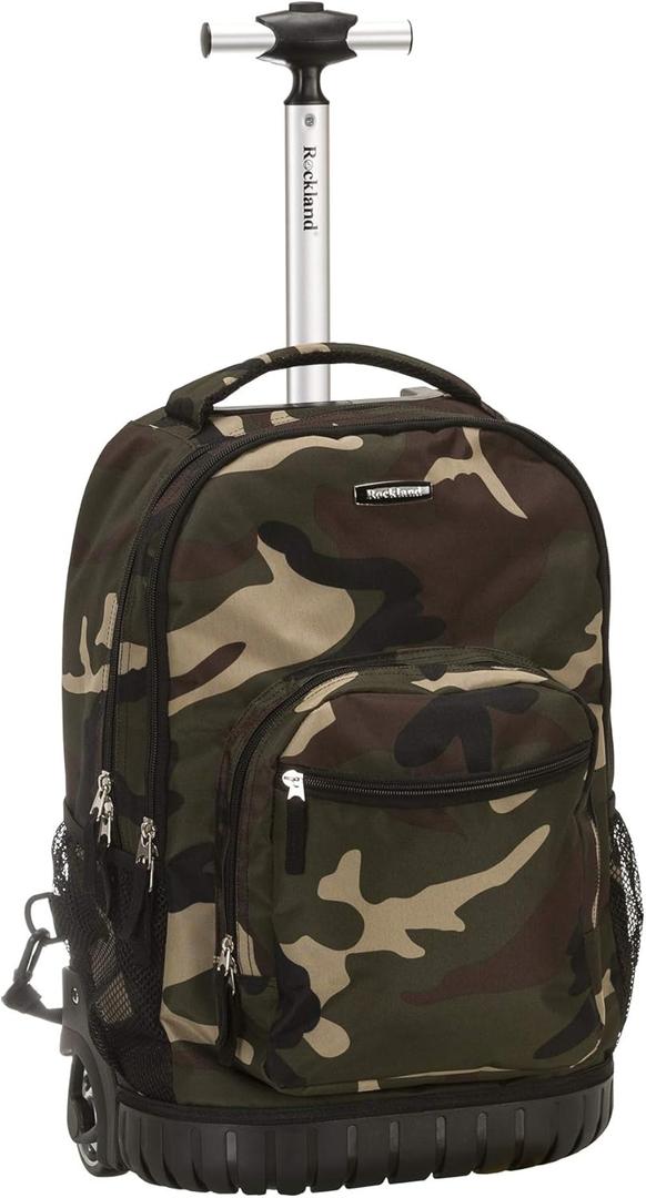 Rockland Single Handle Laptop Rolling Backpack, 19", Camo