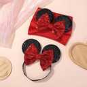 choicbaby Baby Girl Headbands Mouse Ears Headwrap with Sequin Polka Dot Bow Soft Stretchy Nylon Hair Bands for Newborn Infant Baby Toddler Girls- Pack of 4