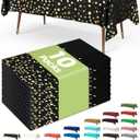 Pureegg Plastic Table Cloth Disposable 10 Pack, 54 x 108 Inch Table Cloths, Graduation Decorations Class of 2025, Graduation Tablecloths, Rectangle, Plastic Cover, Leakproof & Sturdy, Black and Gold