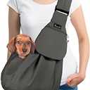SlowTon Dog Carrier Sling - Thick Padded Shoulder Strap Adjustable Dog Carriers for Small Dogs, Puppy Carrier Purse for Pet Cat with Front Zipper Pocket Safety Belt Machine Washable (Grey, L), For Pets 10-16lbs
