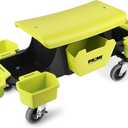 PR1ME Rolling Detailing Creeper Seat, Roller Mechanic Detailing Utility Seat, Rolling Mechanic Stool with Wheels, Removable Tool Trays Drawer, 300 Lbs Capacity for General Garage Use, and Home Use