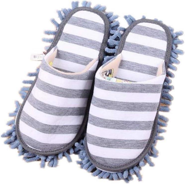 Cleaning Slippers Microfiber Slipper Detachable Mopping Shoes House Floor Cleaning Mop Chenille Sole, One Size (Grey) (7-10)