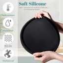 Silicone Bathroom Tray Round Kitchen Counter Organizer Decorative Vanity Accessories Coffee Table Decor for Perfume, Candle, Soap Dish, 12 Inch, Black