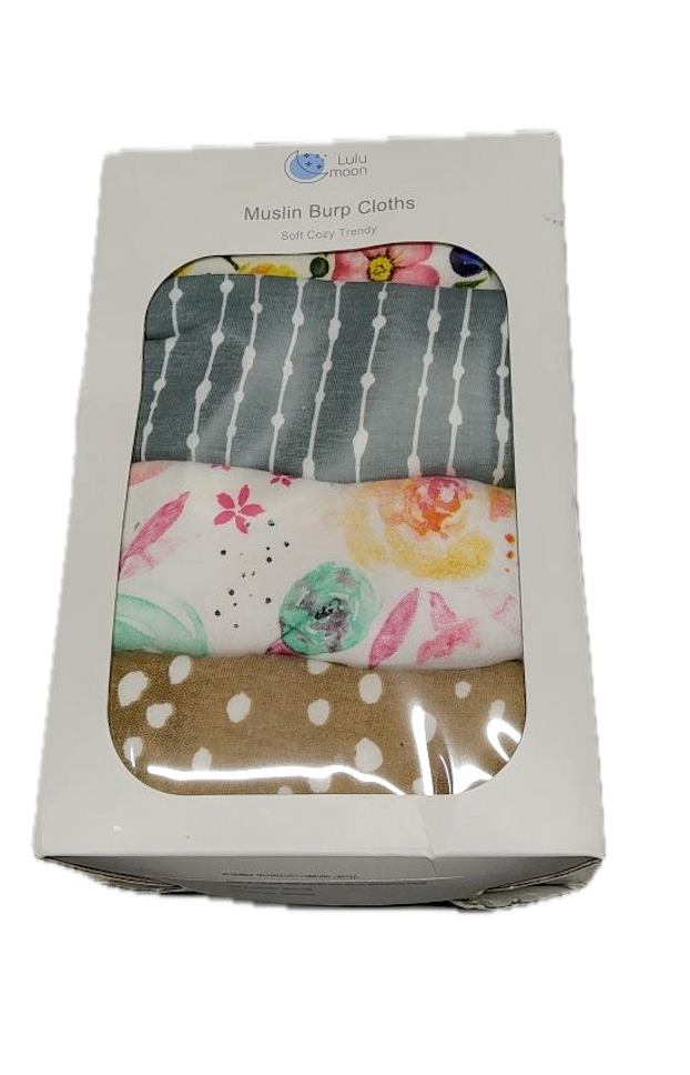 lulumoon Muslin Burp Cloths for Babies: 100% Soft Cotton Large Burping Cloths - Neutral Baby Burp Rags for Boy and Girl - Absorbent Burp Cloth for Spit-Ups 4 Pack