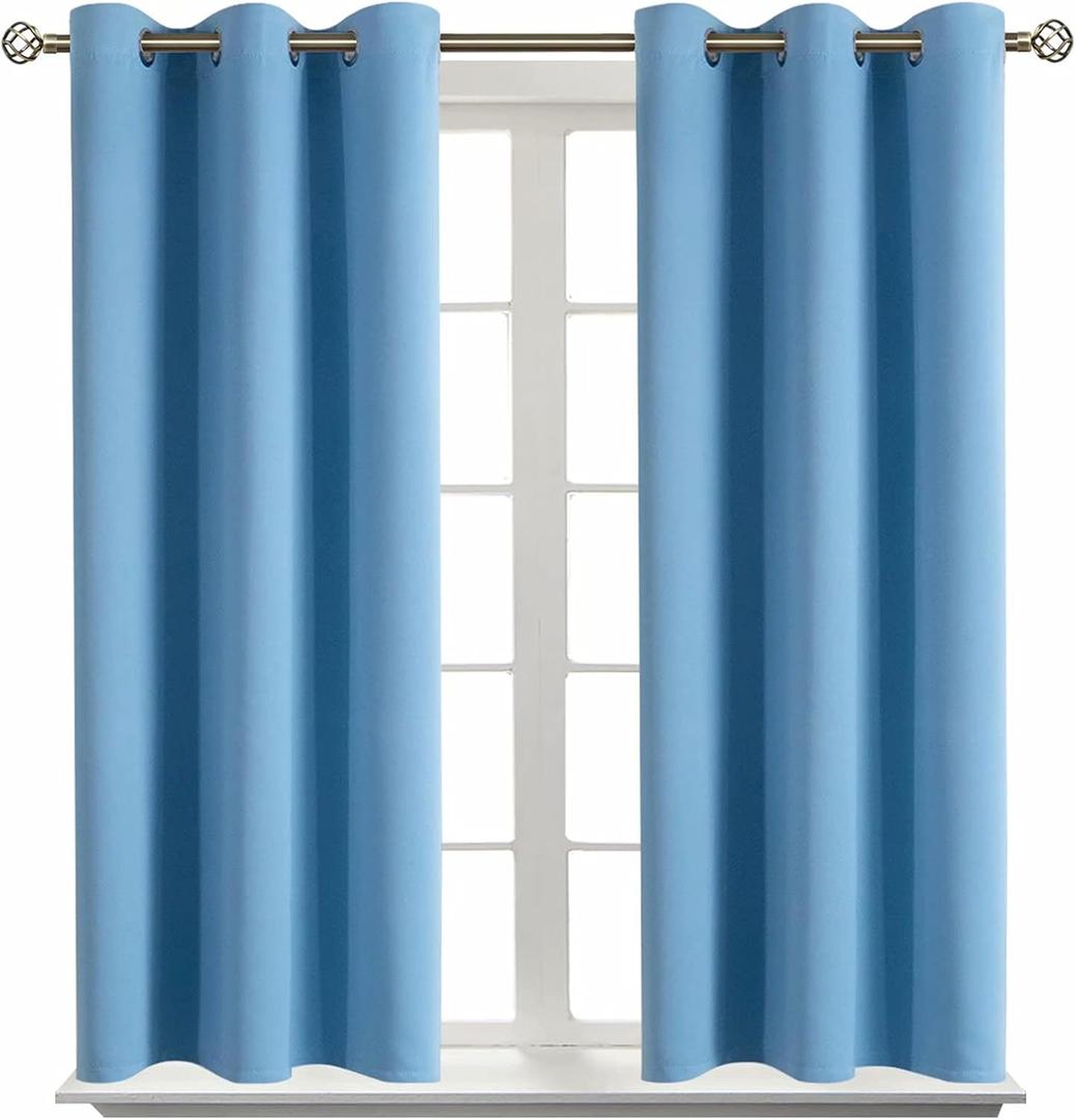 BGment Room Darkening Curtains 54 Inches Long - Grommet Thermal Insulated Drapes Window Treatment Curtains for Bedroom, 2 Panels, 38 x 54 Inch, Sky Blue