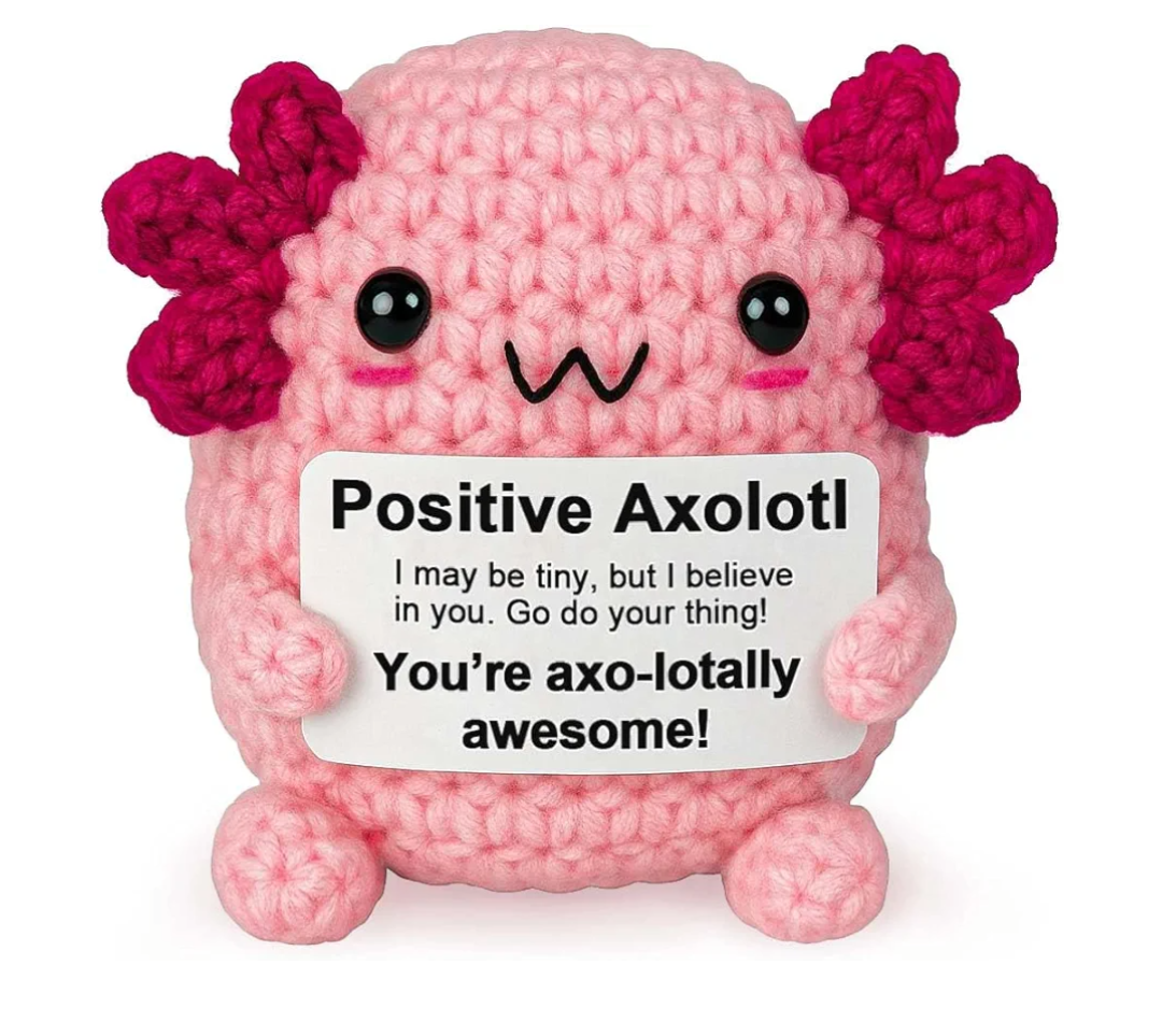 Happy Birthday 4th 5th 6th 7th 8th 9th 10th 11th 12th Year Old Girl, Positive Crochet Animal Axolotl, Handmade Crochet Emotional Inspirational Axolotl Gifts for Daughter Granddaughter Niece Girls Pack of 3