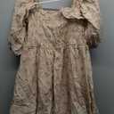 R.Vivimos Women Summer Half Sleeve Cotton Ruffled Vintage Elegant Backless A Line Flowy Long Dresses (Beige#1-floral) XL