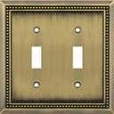 Henne Bery Sunken Pearls Heavy Duty Decorative Wall Plate Switch Plate Outlet Cover (Double Toggle, Antique Brass)