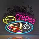 Crepes Neon Sign, Neon Lights Hanging Wall Art Decoration for Business Restaurant Shop Store House Bar Cafe Party Home Decor, USB Powered Ultra Bright Dimmable,16.1410.63inches