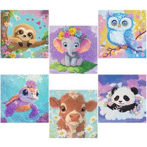 6 Pack 5D Diamond Painting Kits for Kids Beginners,Full Drill Cute Animals Diamond Art Kits,Diamond Art Arts and Crafts for Kids Ages 4-8-12,Home Wall Decor 6x6 Inch