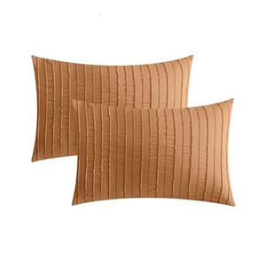 JELLYMONI Pillowcases Standard Size Rust 2 Pack Boho Striped Bed Pillow Covers 20x26in Microfiber Envelope Pillow Shams Tufted Bohemian Textured (Pillows are not Included)
