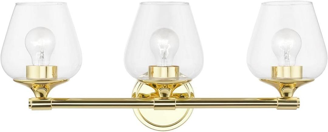 Livex Lighting Willow - 3 Light Bath Vanity in Transitional Style-9.5 Inches Tall and 23 Inches Wide-Polished Brass Finish