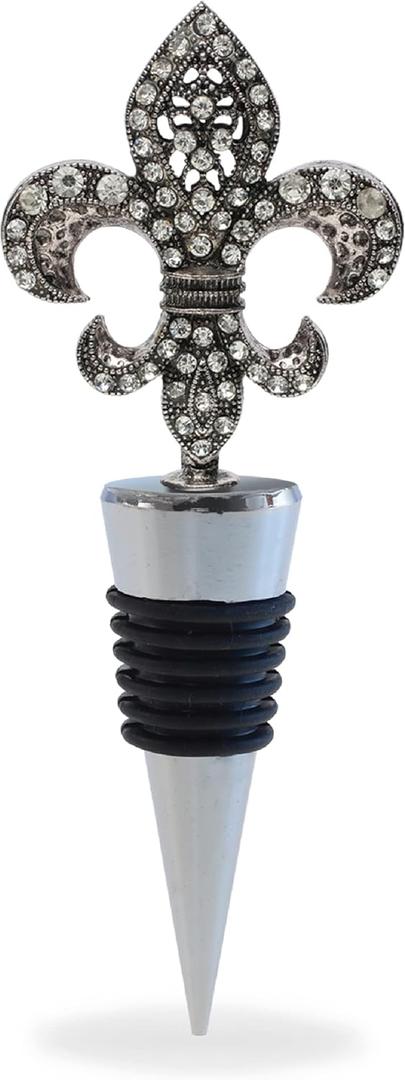 Cheers Fleur De Lis Wine Bottle Stopper - Elegant Gifts for Women, Champagne Stoppers and Leak-Proof Kitchen Accessory for Wine Drinkers, Adults and Fleur De Lis Collectors
