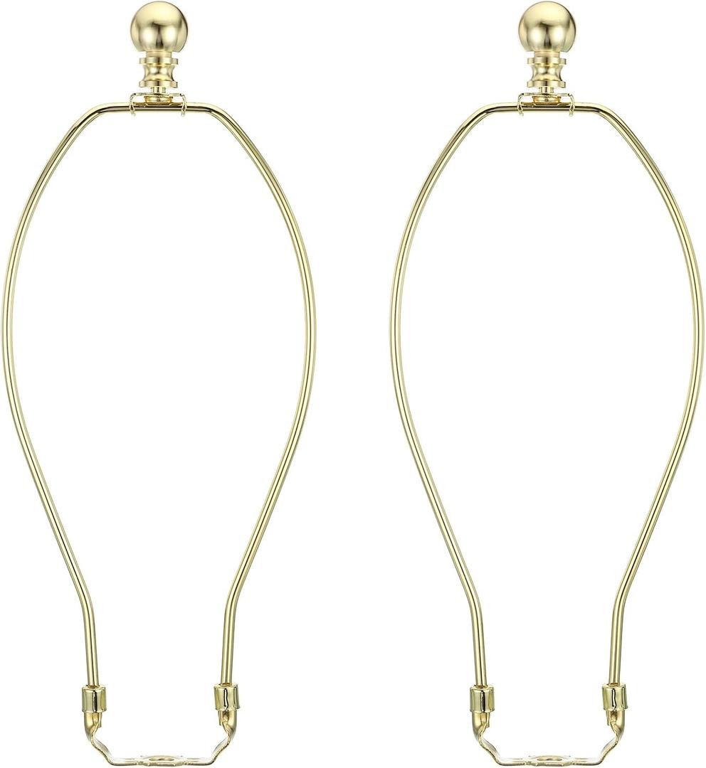 PATIKIL 11 Inch Lamp Harp Kit with Finial, 2 Set Detachable Shade Bracket Holder, DIY Lighting Accessories for Table Floor Lamps, Gold Tone