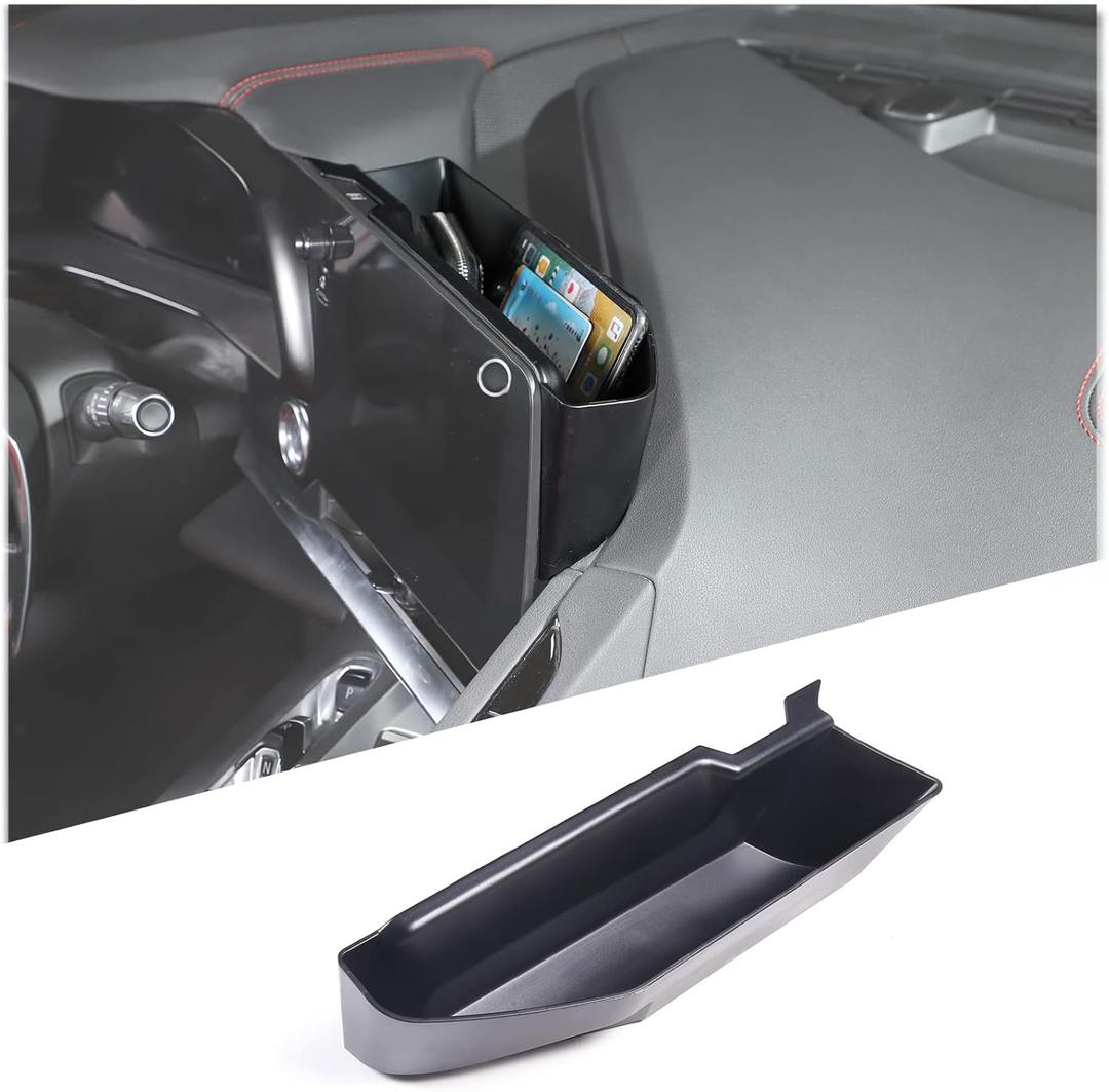 Center Console Storage Box Compatible with Chevrolet Corvette C8 2020-2025, ABS Navigation Screen Rear Storage Tray Organizer, Auto Interior Accessories