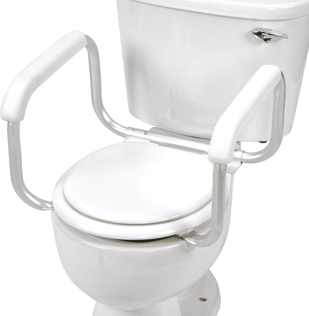 DMI Toilet Safety Rails Toilet Handles for The Elderly Toilet Safety Handrails Frame Easy Assembly with no Tools, White