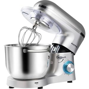 Aucma Stand Mixer,6.5-QT 660W 6-Speed Tilt-Head Food Mixer, Kitchen Electric Mixer with Dough Hook, Wire Whip & Beater (Silver, 6.5QT)