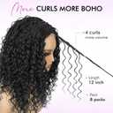 8 x Boho Box Braids Crochet Hair for Black Women 12 Inch Micro Pre-Looped Style, 4 Culrs Goddess Box Braids Crochet Hair with Curly Ends (12 Inch, 1B)
