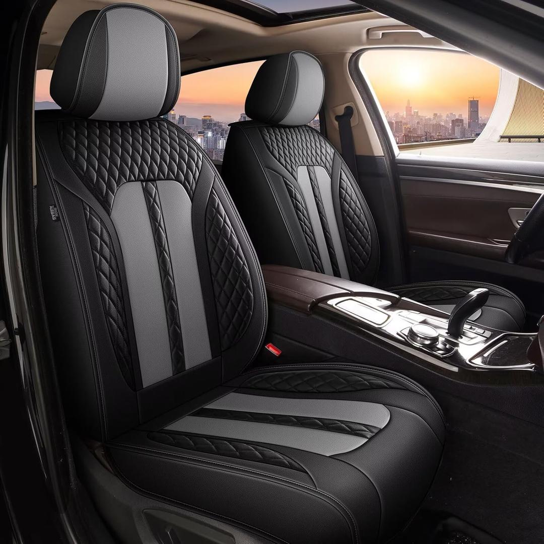 AOMSAZTO Full Set Seat Covers for Chevy Colorado 2015-2026, 5-Seat Leather Car Seat Cover Waterproof Airbag Compatible LT Z71 ZR2 Black&Gray