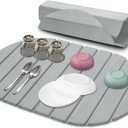 Diatomaceous Stone Drying Mat for Kitchen: Foldable Quick Dry Stone Mat for Counter Top Dishes with Space Saving for Housewife - Mordern Oval Look Gift for Christmas (24" x 16", Gray)