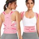 Abismat Posture Corrector for Women, Back Brace Support for Upper and Lower Back Pain Relief, Adjustable for Back straightener, Spine Alignment, Scoliosis, Hunchback, Spine Corrector (M ( Waistline 25"-32" ), Pink)