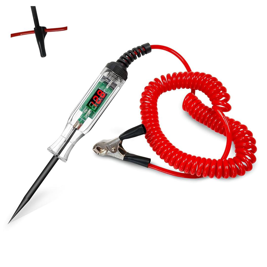 2 x Upgraded Automotive Test Light 3-48V DC Digital LED Circuit Tester, Heavy Duty Light Tester with Voltmeter & Dual Color Polarity Indicate Light, Auto Voltage Tester Electric Light Test Pen